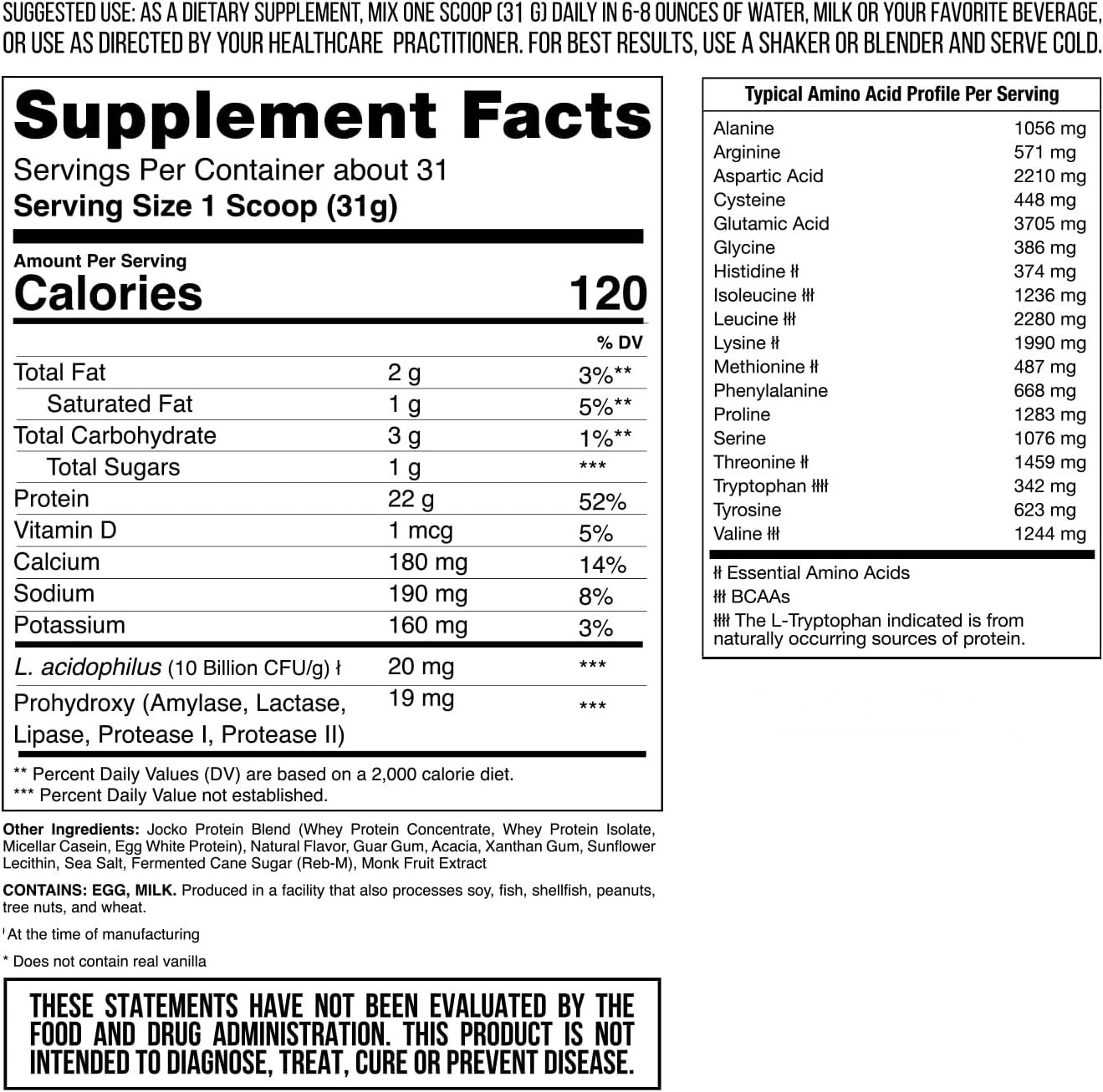 Clara de ovo desidratada com sabor de baunilha